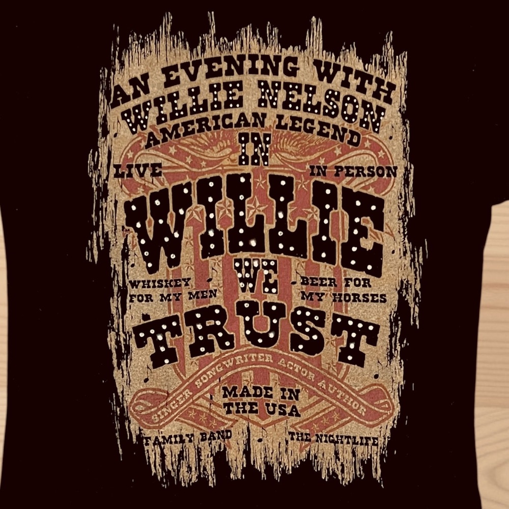 WILLIE NELSON BEJEWELED/RHINESTONE BABY TEE - Sz (S) - Picture 2 of 5